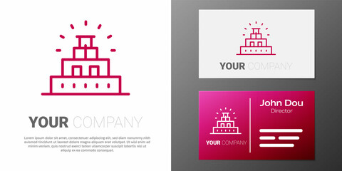 Logotype line Chichen Itza in Mayan icon isolated on white background. Ancient Mayan pyramid. Famous monument of Mexico. Logo design template element. Vector