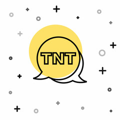 Black line Detonate dynamite bomb stick icon isolated on white background. Time bomb - explosion danger concept. Random dynamic shapes. Vector