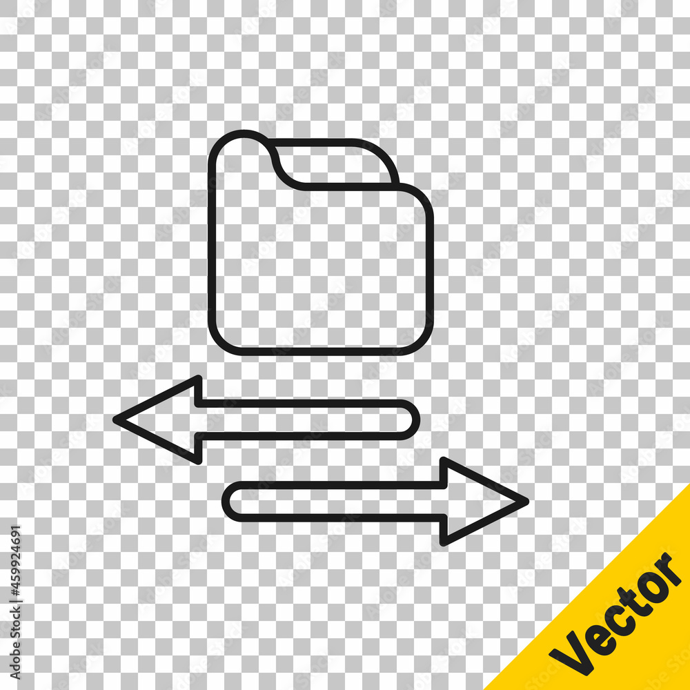 Poster black line transfer files icon isolated on transparent background. copy files, data exchange, backup