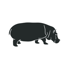 Hippopotamus Icon Silhouette Illustration. Safari Animals Vector Graphic Pictogram Symbol Clip Art. Doodle Sketch Black Sign.
