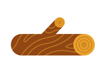 Single wooden log with a knot. Vector flat illustration isolated on white.