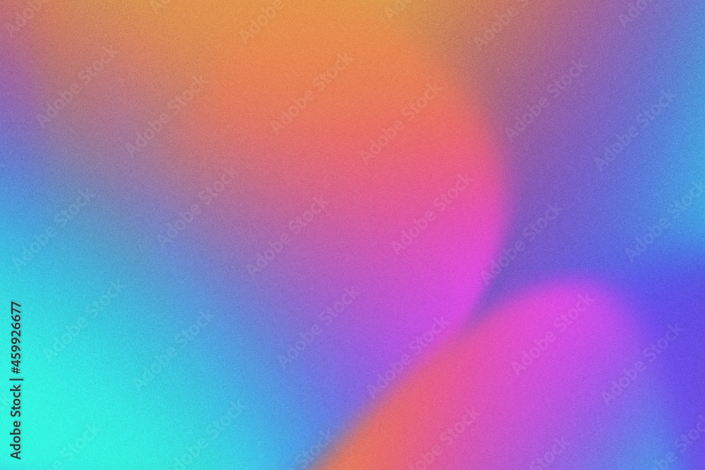 Poster Abstract pastel neon holographic blurred grainy gradient background texture. Colorful digital grain soft noise effect pattern. Lo-fi multicolor vintage retro design.