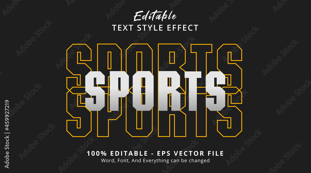 Poster sports text on hype layered style effect, editable text effect