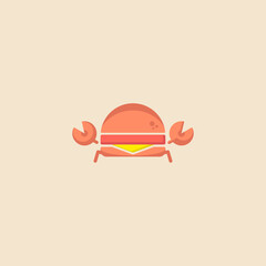 crab-shaped burger logo, very suitable for logos for street food products, restaurants or shops, can also be used for children's clothing logos