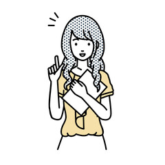 立って書類を手に持って何かひらめいたオフィスカジュアルの女性