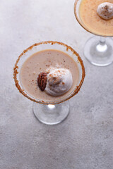 Creamy pecan caramel martini cocktail