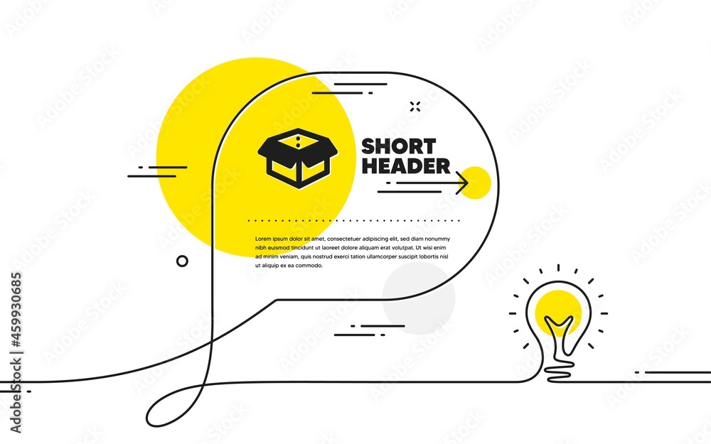 Poster open box icon. continuous line idea chat bubble banner. delivery parcel sign. cargo package symbol. 