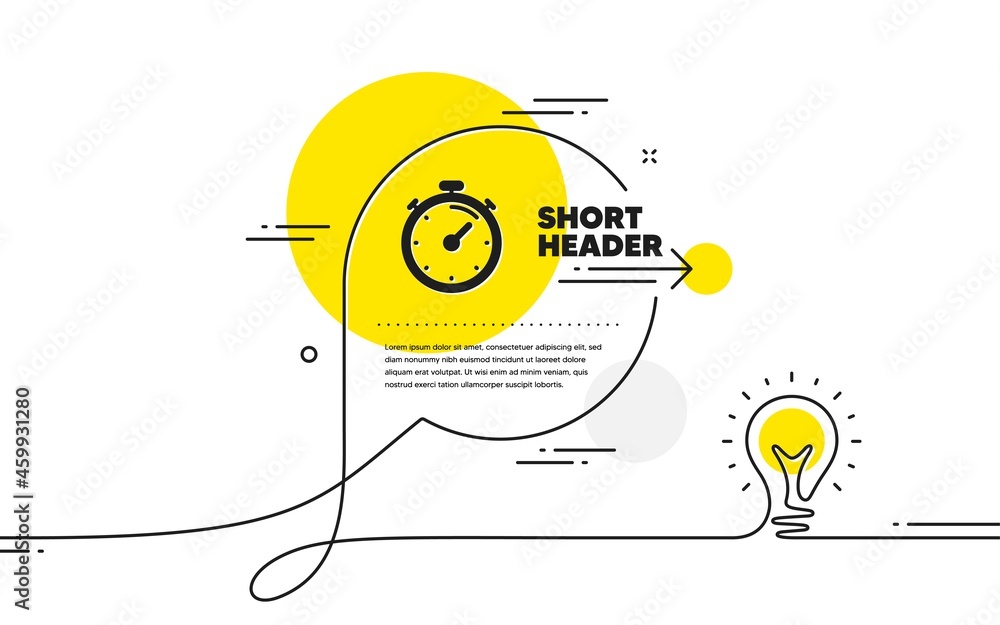 Poster Timer icon. Continuous line idea chat bubble banner. Time management sign. Stopwatch symbol. Timer icon in chat message. Talk comment light bulb background. Vector