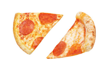 Fresh baked cheese pepperoni pizza on a white isolated background