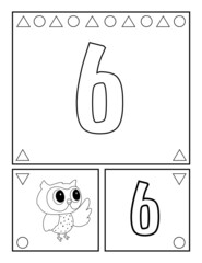 Number six, numbers coloring book for toddlers, activities, For Kindergarten and preschool