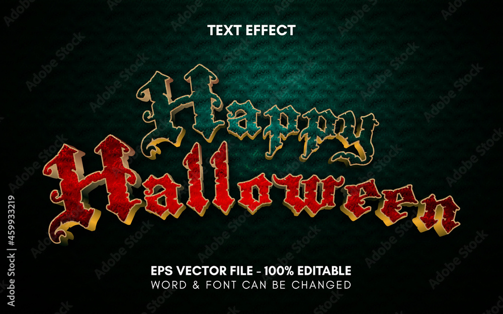 Poster happy halloween text effect style. editable text effect.
