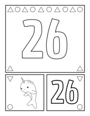 Number twenty-six, numbers coloring book for toddlers, activities, For Kindergarten and preschool