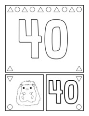Number forty, numbers coloring book for toddlers, activities, For Kindergarten and preschool