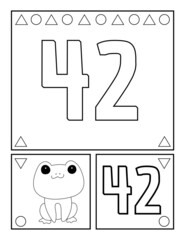 Number forty-two, numbers coloring book for toddlers, activities, For Kindergarten and preschool