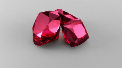 Burma Rubies On Neutral Background