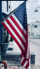 american flag on the street