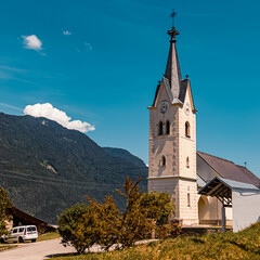 Fototapeta na wymiar Beautiful church at Kellerberg, Kaernten, Austria on a sunny summer day