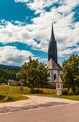 Fototapeta na wymiar Beautiful church near Mauthbruecken, Kaernten, Austria on a sunny summer day