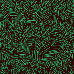 Obraz premium Christmas branch pine pattern outline hand drawn vector. Xmas fir tree