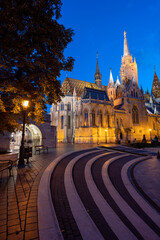 Obraz premium Matthias church at evening in Budapest in Hungary