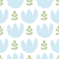 Seamless pattern with hand-drawn flowers. Vector design.