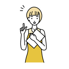 立って書類を手に持って何かひらめいたドレスの女性