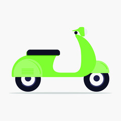green motorcycle, illustration, vector, art
