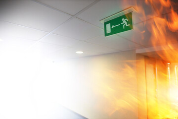 fire and emergency exit in a city building - 459938455