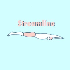 水泳のきれいなストリームライン組む男性スイマーのイラスト - obrazy, fototapety, plakaty