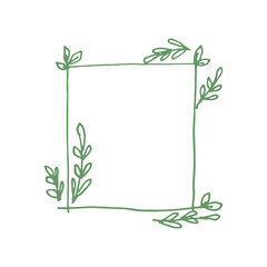 Vector hand drawn frame with flowers and leaves