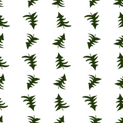 Seamless background of silhouettes curved green christmas trees in wavy rows