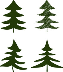 Vector drawing of set silhouettes abstract christmas trees