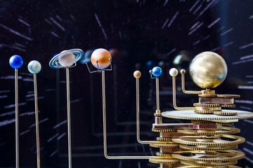 solar system model in black background © Dyachenko