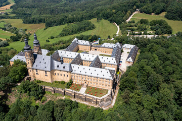 Aerial view of Banz Monastery, former Benedictine monastery, South German Baroque, near Bad...