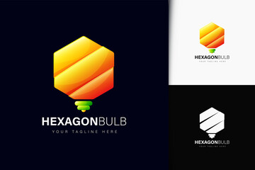 Hexagon bulb logo design with gradient