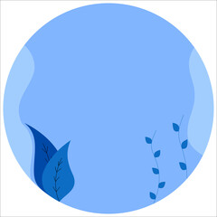 Round icon with blue leaves and plant. Good for instagram stories icon. Vector illustration.