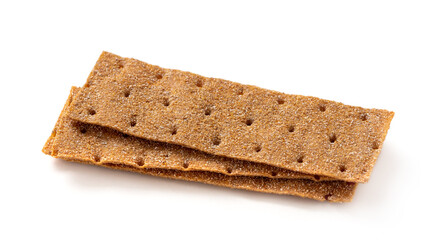 Crispbreads isolated on a white background. Several rye breads, a healthy snack