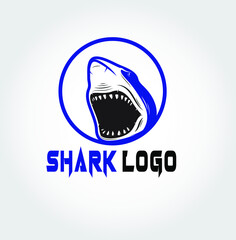 face Shark logo and mascot isolated on white background - Vector