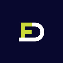 FD letters, vector logo on dark