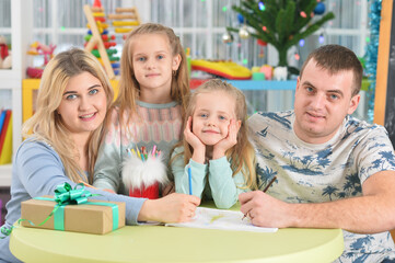 Portrait of a happy family with kids