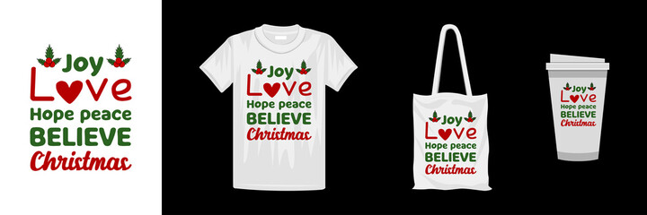 Merry Christmas t-shirt design template. Creative typography design.