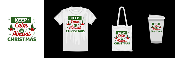 Merry Christmas t-shirt design template. Creative typography t-shirt design.