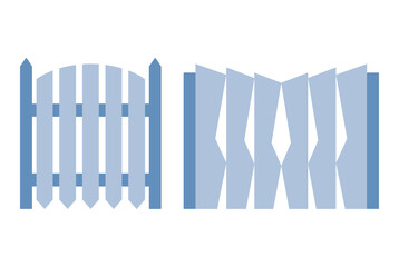 Gate fence from wood. Illustration of decorative barrier. Outdoor protective architecture element