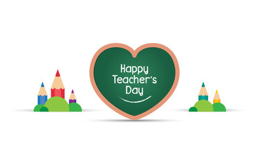 School chalkboard with education element pencil. Happy teachers day vector illustration