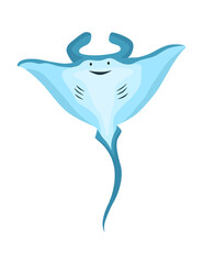 Obraz premium Stingray - sea and ocean animal. Fauna character in flat cartoon style. cute colorful object isolated on white background