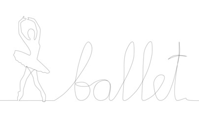 Self drawing of continuous line drawing of woman ballet dancer. © MichiruKayo