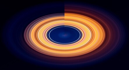 Abstract circle light trails in the blue background