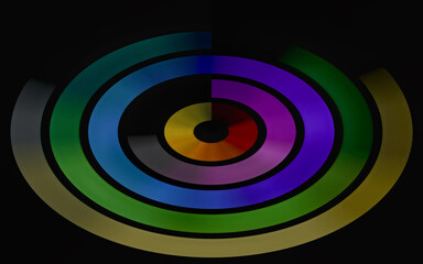 Abstract circle light trails in the blue background