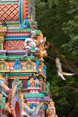 Closeup of the religious decorative motifs of Hindu temples, near the Batu Caves, in the Gombak District, Selangor, Malaysia