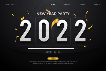 New year party 2022 landing page with countdown time black backround style